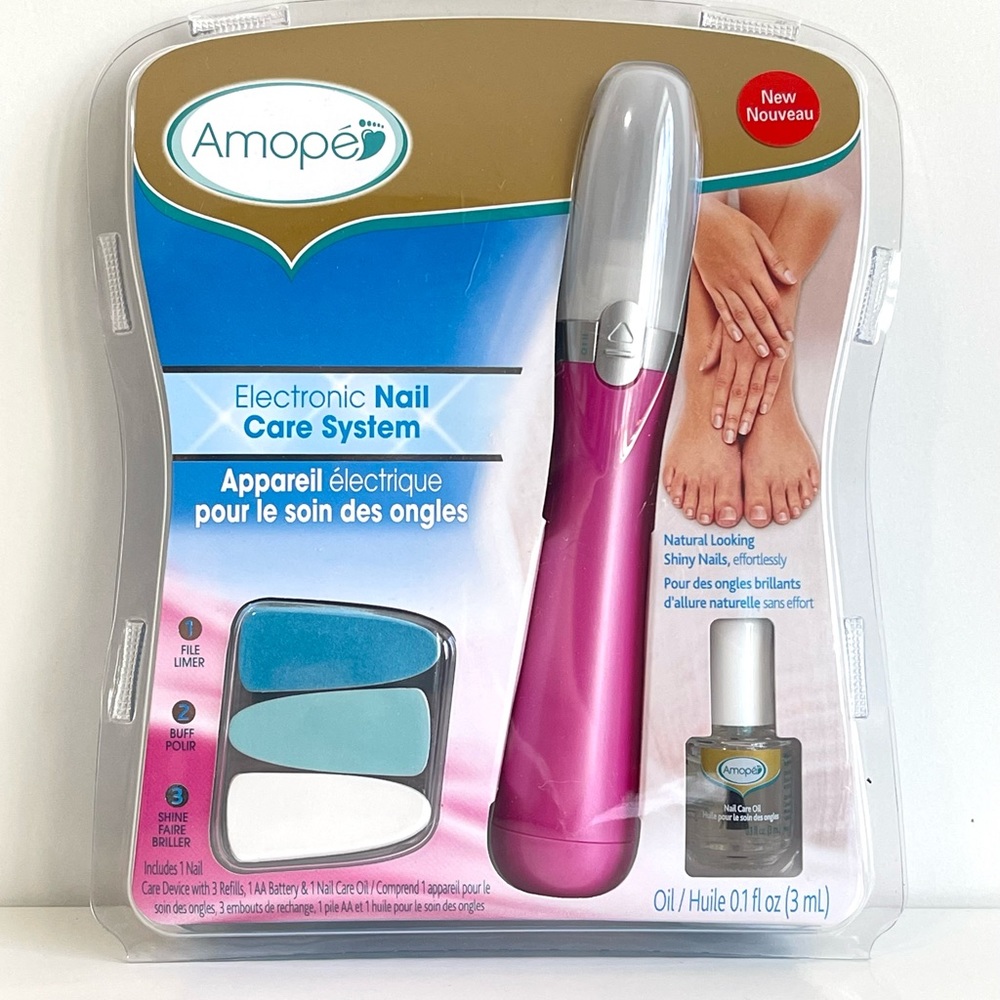 Amope Electric Nail Care System w/ 3 File Options and Nail Oil ~ New